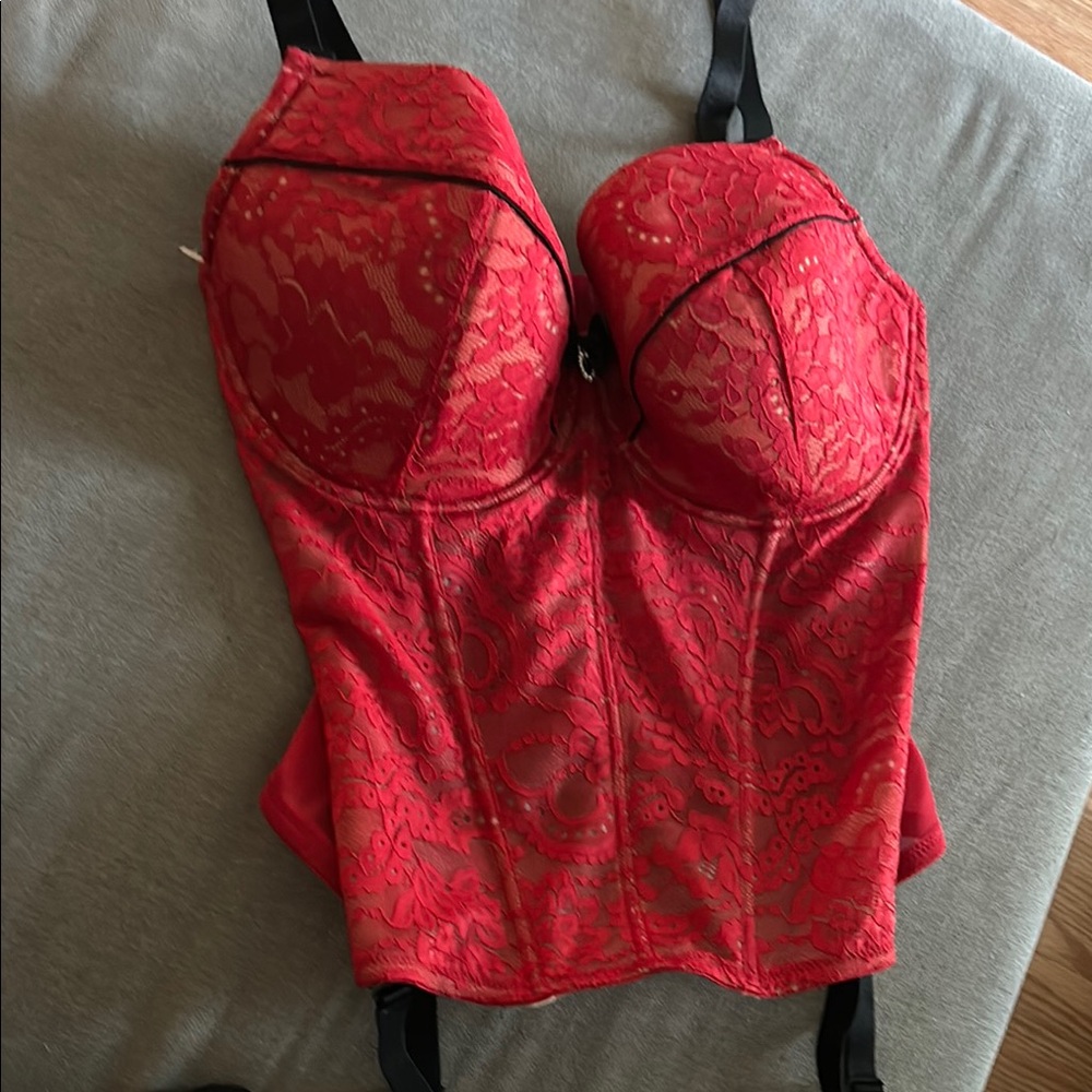 Red Structured Bra with Sweetheart Neckline